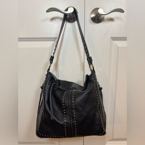 Montana West Black Studded Hobo Bag Large Soft Vegan Leather Shoulder Purse